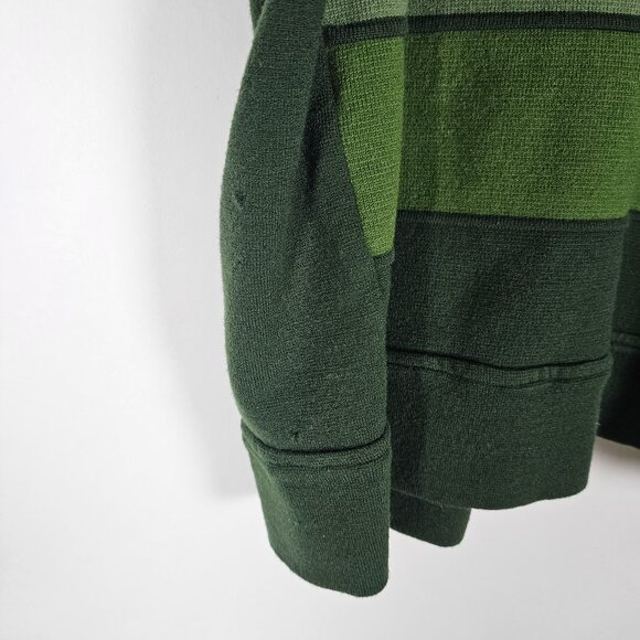 Vintage 70s 80s Silvana Wool Distressed Womens Medium Green Cardigan Sweater - Picture 5 of 9